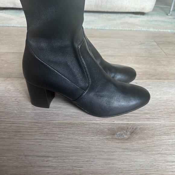 Like New Stuart Weitzman OTK Black Stretch Leather Genna 60 Boots 8.5 $895 - Picture 9 of 10